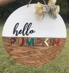 Hello Pumpkin Round Sign